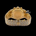 Chronograph Diamond Markers Yellow Gold Moissanite Diamond Watch Caseback View