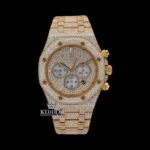 Chronograph Diamond Markers Yellow Gold Moissanite Diamond Watch