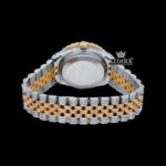 Diamond Bazel Brown Roman DIal Two Tone Moissanite Watch Caseback View