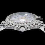 Diamond Bezel Arabic Dial Fully Iced Out Moissanite Watch Crown View