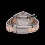 Diamond Bezel Black Arabic Numerals Dial Two Tone Iced Out Moissanite Watch Caseback View