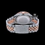 Diamond Bezel Blue Arabic Dial Two Tone Moissanite Watch Caseback View
