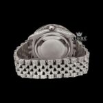 Diamond Bezel Brown Dial Roman Numerals Fully Iced Moissanite Watch Caseback View