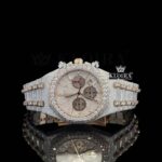 Diamond Bezel Chronograph Dial Two Tone Rose Gold Moissanite Watch