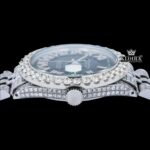Diamond Bezel Green Roman Dial Full Iced Out Moissanite Watch Crown View