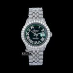Diamond Bezel Green Roman Dial Full Iced Out Moissanite Watch
