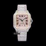 Diamond Bezel Roman Dial Rose Gold Two Tone Moissanite Watch
