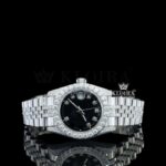 Diamond Markers Black Dial Full Iced Out Moissanite Watch