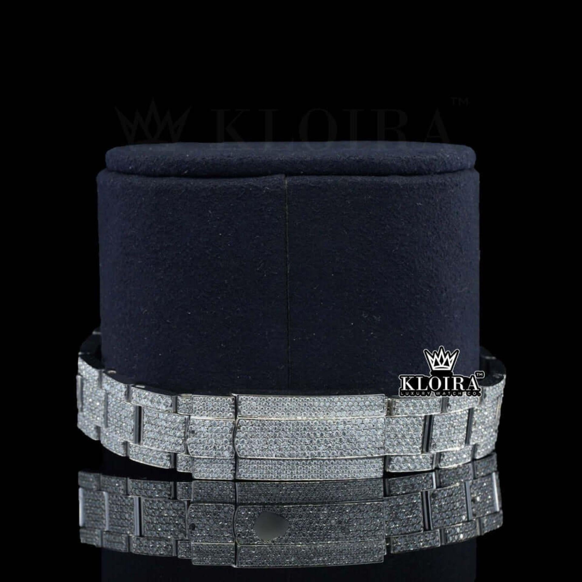 Diamond Markers Fully Bust Down White Dial Moissanite Diamond Watch Bracelet View