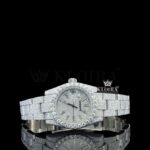Diamond Markers Fully Bust Down White Dial Moissanite Diamond Watch Front View