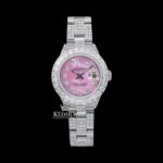 Diamond Markers Pink Dial Full Iced Out Moissanite Watch