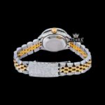 Diamond Markers Purple Dial Two Tone Moissanite Watch Caseback View