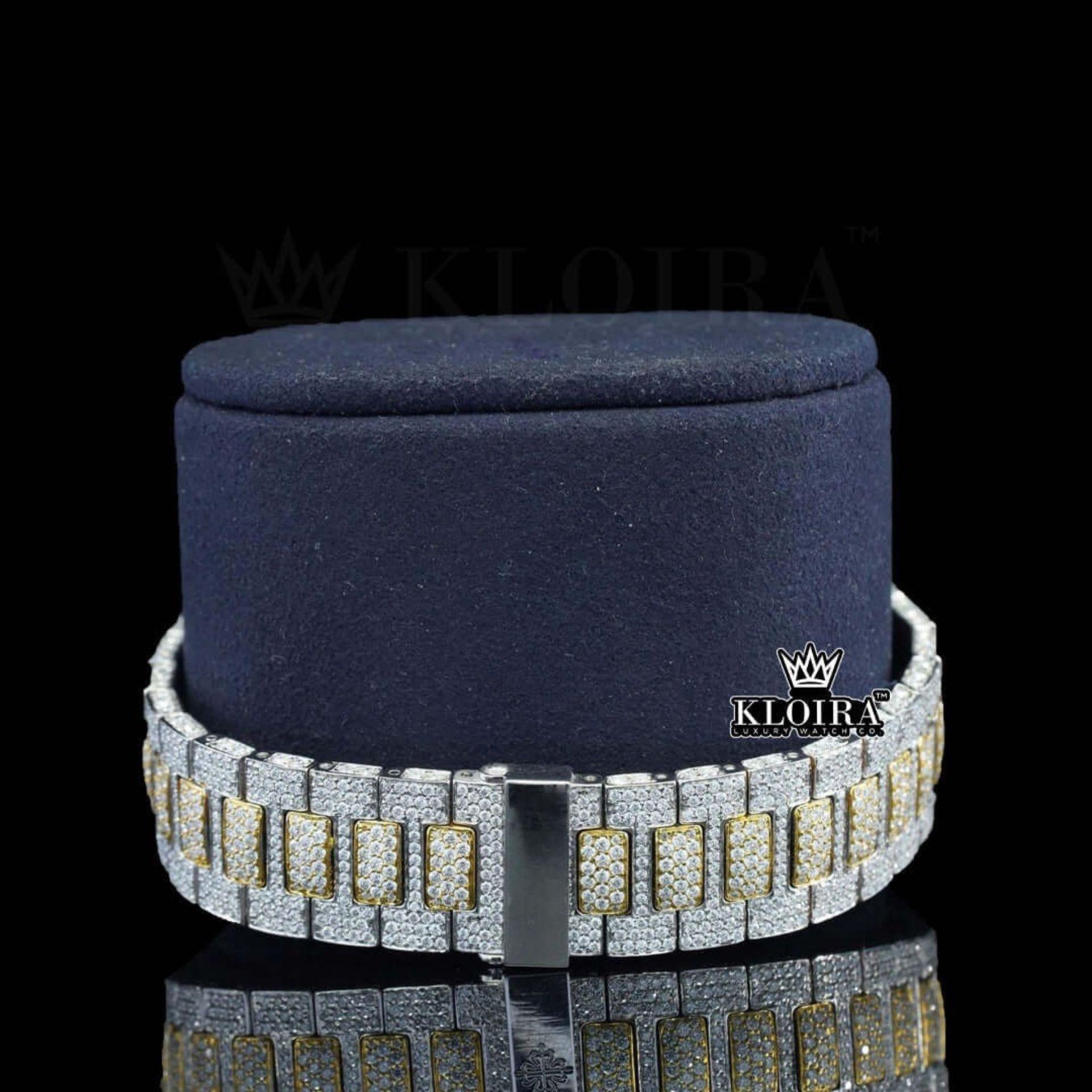 Diamond Markers Two Tone Yellow Gold Moissanite Diamond Watch Bracelet View
