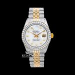 Diamond Markers White DIal Two Tone Iced Out Moissanite Watch