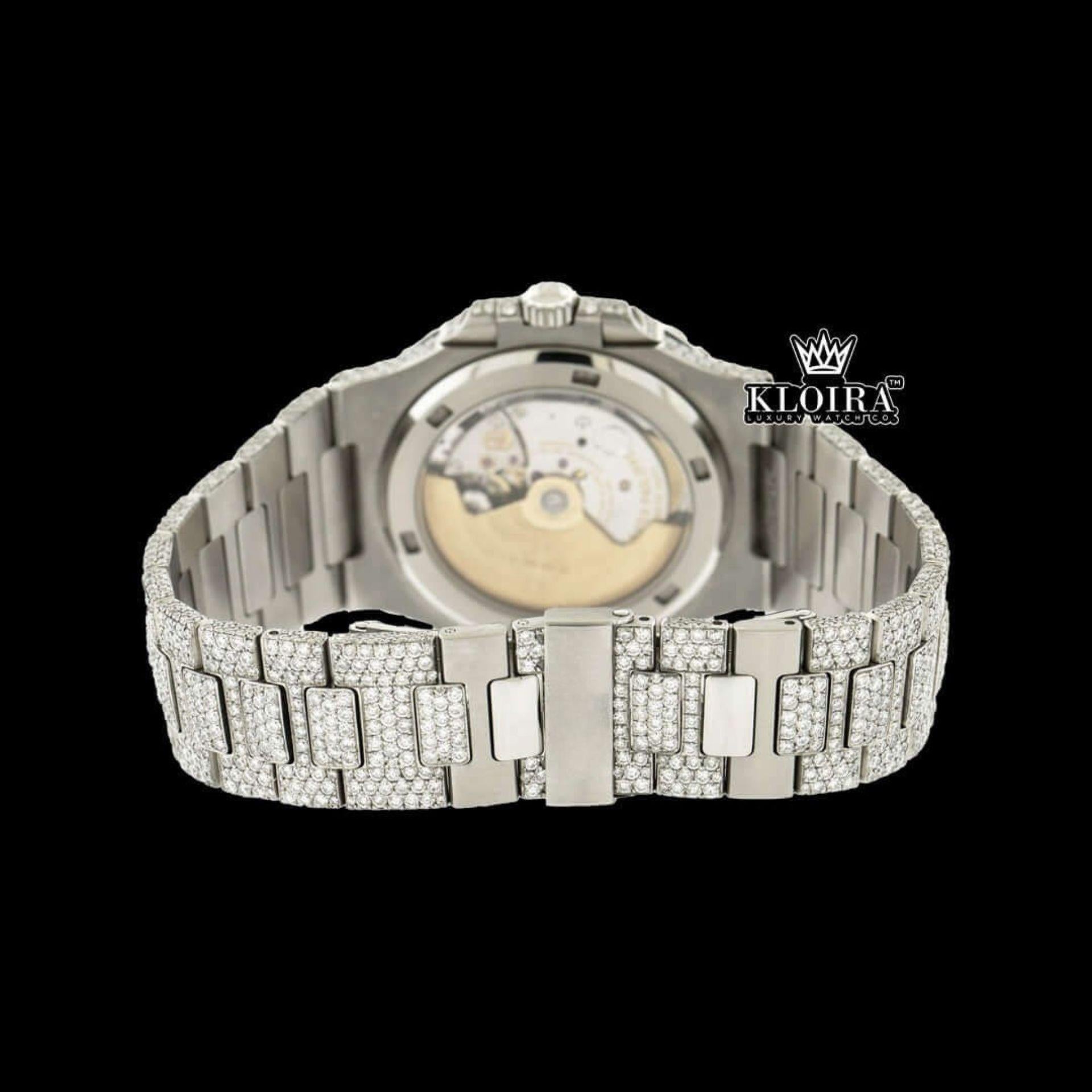 Diamond Markers White Dial Bust Down Moissanite Diamond Watch Caseback View
