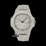 Diamond Markers White Dial Bust Down Moissanite Diamond Watch