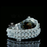 Diamond Markers White Dial Fully Iced Out AP Moissanite Watch Back Side Cross View