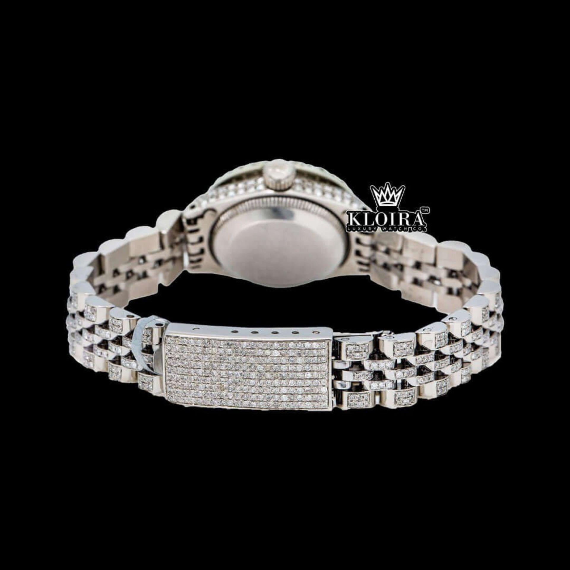 Diamond Markers White Dial Fully Iced Out Moissanite Diamond Watch Caseback View