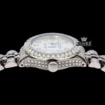 Diamond Markers White Dial Fully Iced Out Moissanite Diamond Watch Crown View