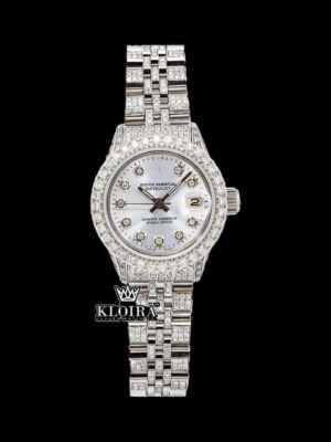 Diamond Markers White Dial Fully Iced Out Moissanite Diamond Watch
