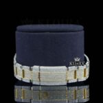 Diamond Markers Yellow Dial Two Tone Iced Out Moissanite Watch Bracelet View