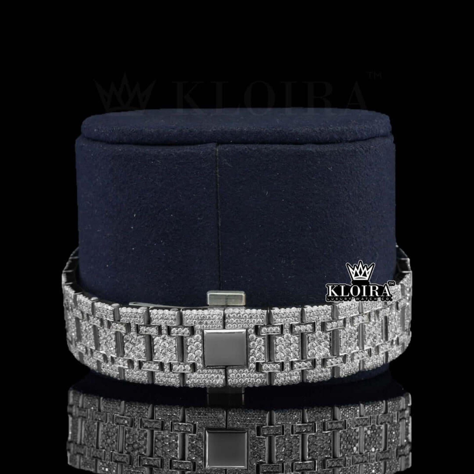 Diamond Stick Markers White Dial Fully Iced Out Moissanite Watch Bracelet View
