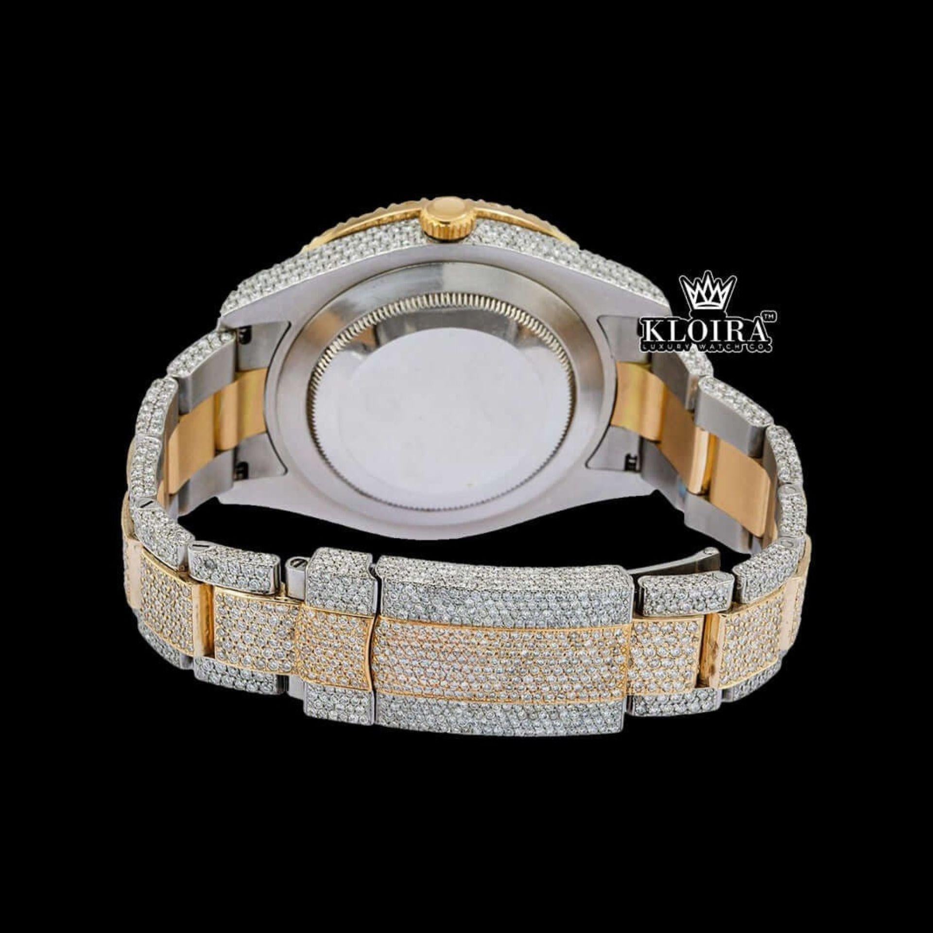 Dual-Tone Standard Numerals Black Dial Moissanite Diamond Watch Caseback View