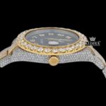 Dual-Tone Standard Numerals Black Dial Moissanite Diamond Watch Crown View