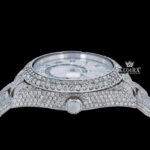 Dual Time Black Roman Numerals Fully Iced Moissanite Diamond Watch Crown View