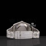 Dual Time White Dial Stick Markers Fully Iced Out Moissanite Watch Caseback View