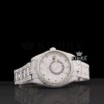 Dual Time White Dial Stick Markers Fully Iced Out Moissanite Watch