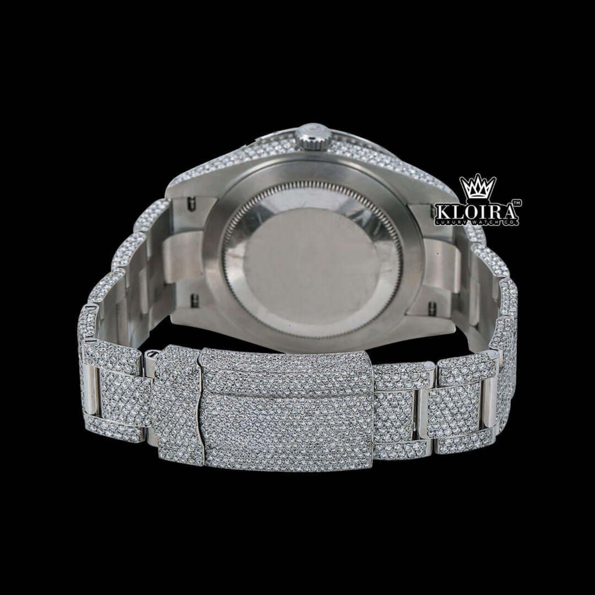 Full Bust Down Red Roman Numerals Moissanite Diamond Watch Caseback View