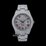Full Bust Down Red Roman Numerals Moissanite Diamond  Watch