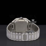 Fully Bust Down White Dial Diamond Markers Moissanite Diamond Watch Caseback View