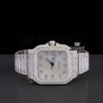 Fully Bust Down White Dial Diamond Markers Moissanite Diamond Watch