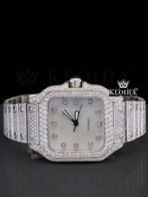 Fully Bust Down White Dial Diamond Markers Moissanite Diamond Watch