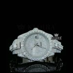 Fully Bust Down White Dial Stick Markers Moissanite Diamond Watch