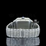 Fully Iced Baguette White Dial Roman Numerals Moissanite Diamond Watch Caseback View