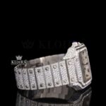 Fully Iced Black Roman Numerals White Dial Moissanite Diamond Watch Right Side View