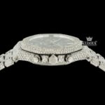 Fully Iced Out Black Dial Chronograph Moissanite Diamond Watch Crown View