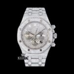 Fully Iced Out Dial White Stick Markers Moissanite Diamond Watch