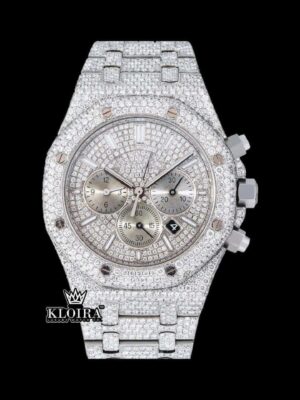 Fully Iced Out Dial White Stick Markers Moissanite Diamond Watch