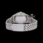 Fully Iced Out Diamond Markers Green Dial Moissanite Diamond Watch Caseback View