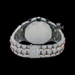 Fully Iced Out Dual Tone Moissanite Chronograph Diamond Watch Caseback View