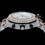 Fully Iced Out Dual Tone Moissanite Chronograph Diamond Watch Crown View