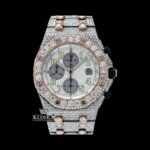 Fully Iced Out Dual Tone Moissanite Chronograph Diamond Watch