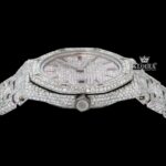 Fully Iced Out Red Stick Date Display Dial Moissanite Diamond Watch Crown View