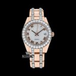 Fully Iced Out Roman Dial Rose Gold Moissanite Watch