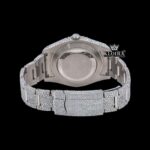 Fully Iced Out Roman Numerals Date Dial Moissanite Diamond Watch Caseback View