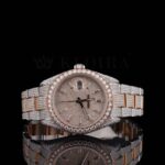 Fully Iced Out Rose Gold Dial Diamond Markers Two Tone Moissanite Watch